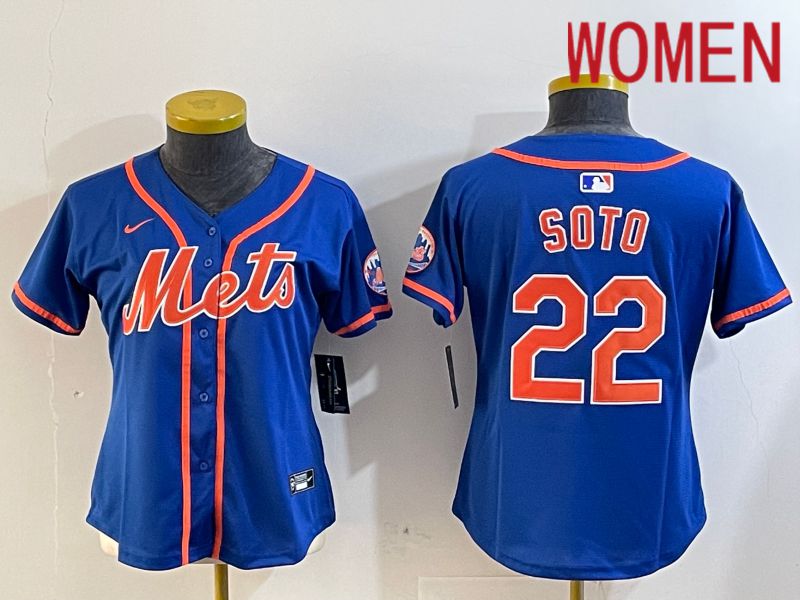 Women New York Mets #22 Soto Blue Game 2024 Nike MLB Jersey style 2